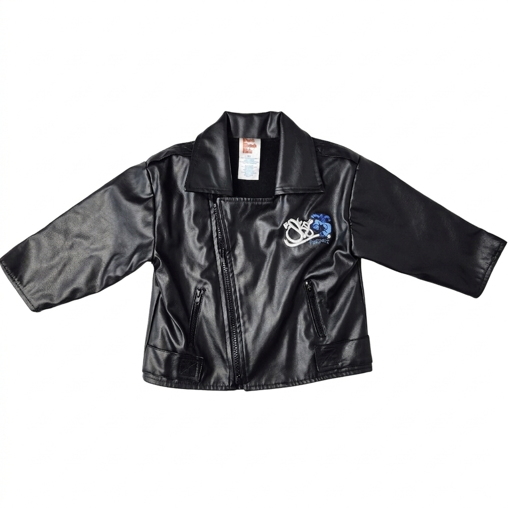 Vintage 90s Park Bench Kids Faux Leather Moto Jacket 2T Skater